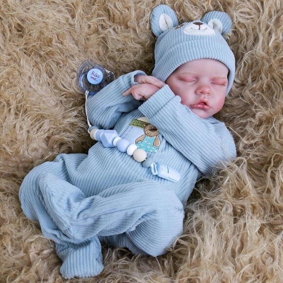 🆕18inch Soft Cloth Body Newborn Baby Poseable Limbs Blue Alijah Doll Baby Boy